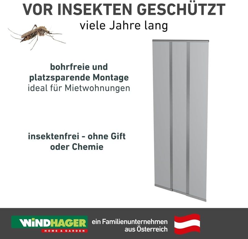 Windhager Rovarháló Függöny Plus 95x220 cm Antracit Rövidíthető Üvegszál Lamellás - 95 x 220 cm