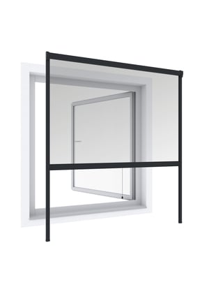 Windhager rolo komarnik za prozor Plus, s aluminijskim okvirom, mogućnost rezanja po mjeri, mrežica protiv insekata, 100 x 160 cm, antracit