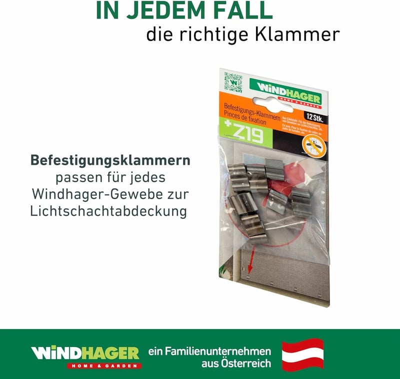 Windhager rozsdamentes rögzítőklammerek pincefenestrahöz 12db - 1x1.5x1.7 cm