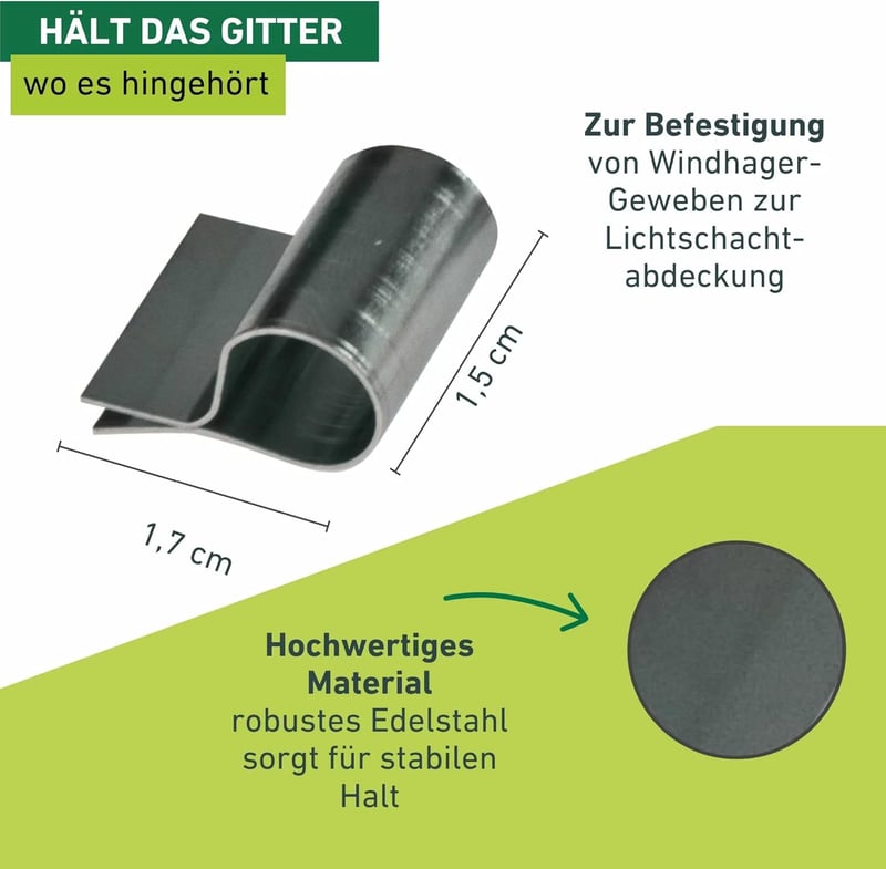 Windhager rozsdamentes rögzítőklammerek pincefenestrahöz 12db - 1x1.5x1.7 cm