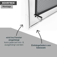 Hliníkový rám na sieťku proti hmyzu na okno Windhager, biely, sklolaminátová sieťka, montáž bez vŕtania, nastaviteľný rám, sieťka proti hmyzu, 100 x 120 cm 7