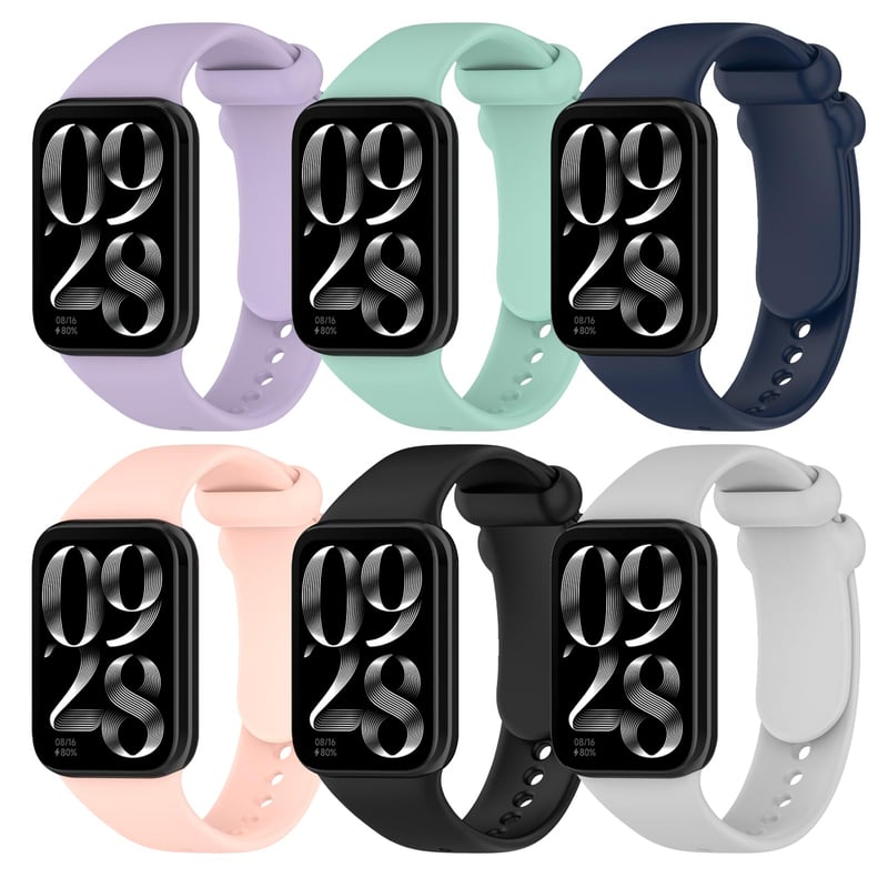 WindRen 6 ks silikónových remienkov pre Xiaomi Redmi Watch 6/5/4, Smart Band 10 Pro/9 Pro/8 Pro, farebné náhradné športové remienky