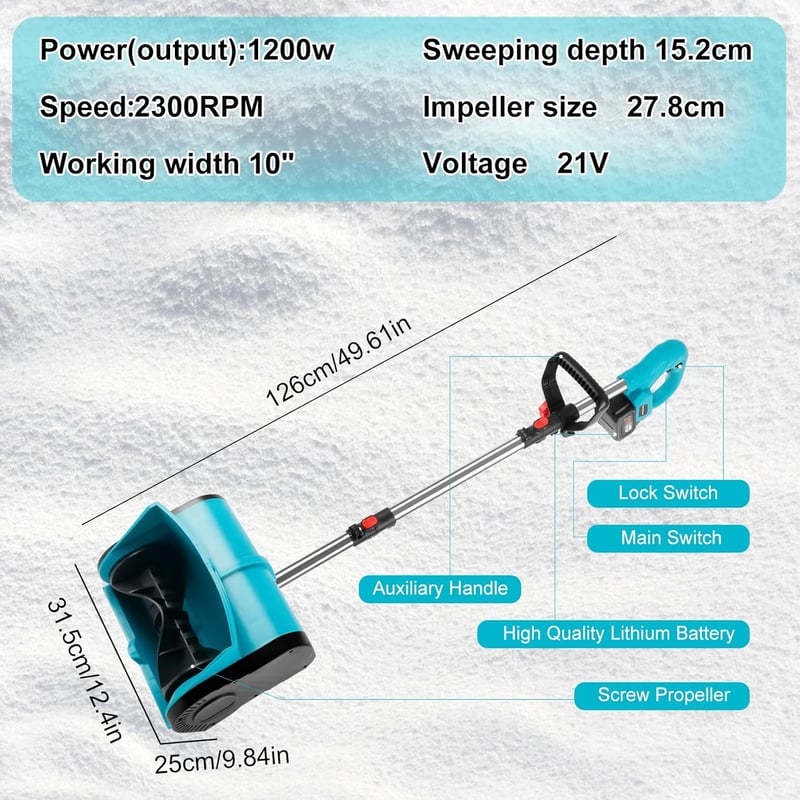 WingFly Akkumulátoros Hómaró 800W Makita Kompatibilis 28cm Szélességgel