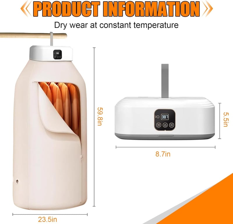 WingFly hordozható szárítógép 600W UV sterilizálással és távirányítóval