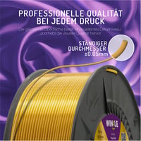 Winkle PLA Silk filament 1,75 mm King Gold, 300 g cievka, filament pre 3D tlačiarne, hodvábny povrch, kompatibilný s FDM, presnosť +/- 0,03 mm 3