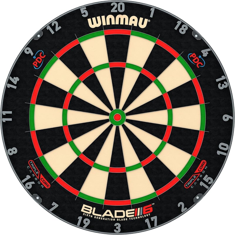 Țintă de darts Winmau Blade 6 Triple Core Carbon - sisal, aprobată PDC