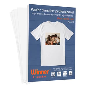 WinnerTransfer A3 papir za glačanje (preslikač) za bijele i svijetle tkanine, 10 listova, za tintne i laserske pisače