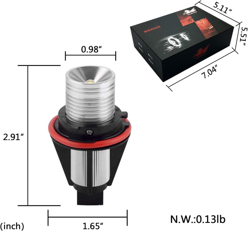 WinPower 2db 5W Angel Eyes Marker LED Izzó 6000K Fehér BMW E39 E60 E87 E83 E53 Kompatibilis Vízálló