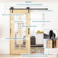 WINSOON 150 cm Tolóajtó Szett Dupla Ajtóhoz Fekete Sín Nélkül Ajtó 3