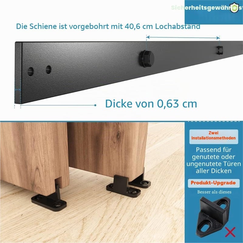 WINSOON 150 cm Tolóajtó Szett Dupla Ajtóhoz Fekete Sín Nélkül Ajtó