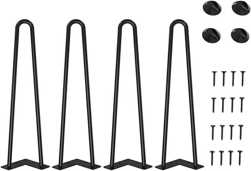 WINSOON 4 db Hajlított Asztalláb 40 cm Acél Bútor Láb Csavarokkal és Talp Védelemmel