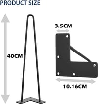 WINSOON 4 db Hajlított Asztalláb 40 cm Acél Bútor Láb Csavarokkal és Talp Védelemmel 2