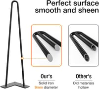 WINSOON 4 db Hajlított Asztalláb 40 cm Acél Bútor Láb Csavarokkal és Talp Védelemmel 3