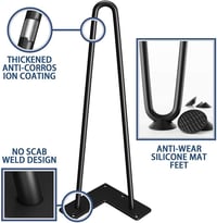 WINSOON 4 db Hajlított Asztalláb 40 cm Acél Bútor Láb Csavarokkal és Talp Védelemmel 4