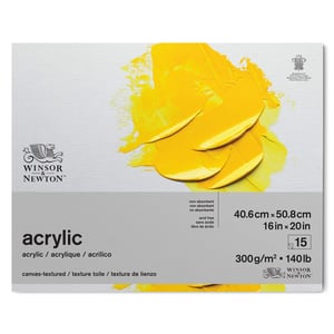 Winsor & Newton 6534004 Blok za akril, 15 listova, tekstura platna, 40,6x50,8 cm, 300 g/m² — blago oštećen kut (stanje: vidi 2. sliku)