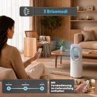 Wintem Freezy tihi toranjski ventilator bez lopatica s daljinskim upravljačem, 3 brzine, 3 načina rada, timer od 15 sati, oscilacija, LED zaslon, bijeli 5