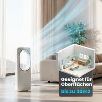 Wintem Freezy tihi toranjski ventilator bez lopatica s daljinskim upravljačem, 3 brzine, 3 načina rada, timer od 15 sati, oscilacija, LED zaslon, bijeli 3