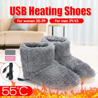 Elektromos fűthető téli papucs USB töltéssel síeléshez, puha plüss bélés, 1 pár, szürke 6