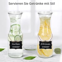 Winter Shore 1 Literes Üveg Kancsó Szett Fedővel [2 db] - Átlátszó Üveg Karaffa Akril Fedéllel, Krétacímkékkel és Fehér Filccel - Italokhoz, 3