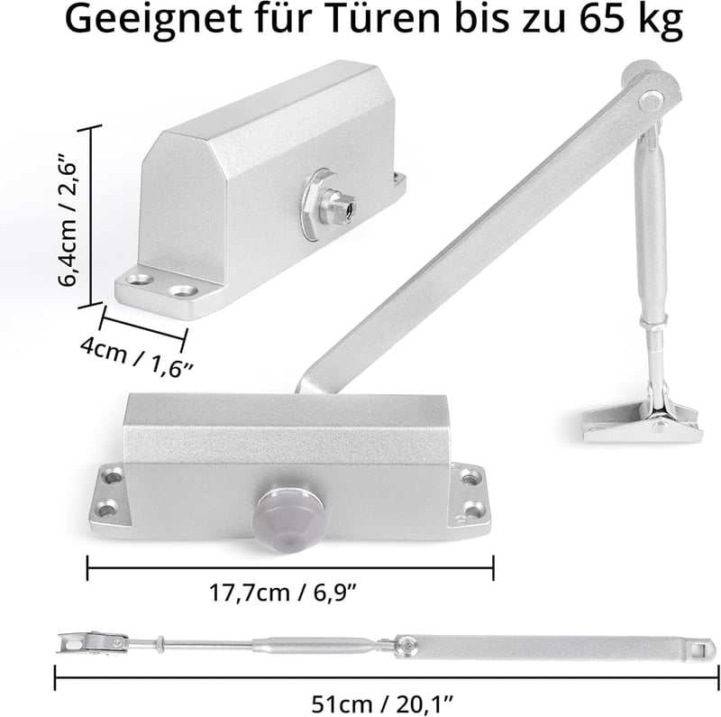 Winter Shore Automata Ajtócsukó Hidraulikus Rugóval Teleszkópos Karral Ezüst - Eine Größe, Silver