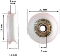 Winwill U-utor valjkasti ležaj 4 kom - 6x32x10mm zatvoreni kuglični ležaj za namještaj, klizna vrata, tračnice - ugljični čelik visoke nosivosti 2