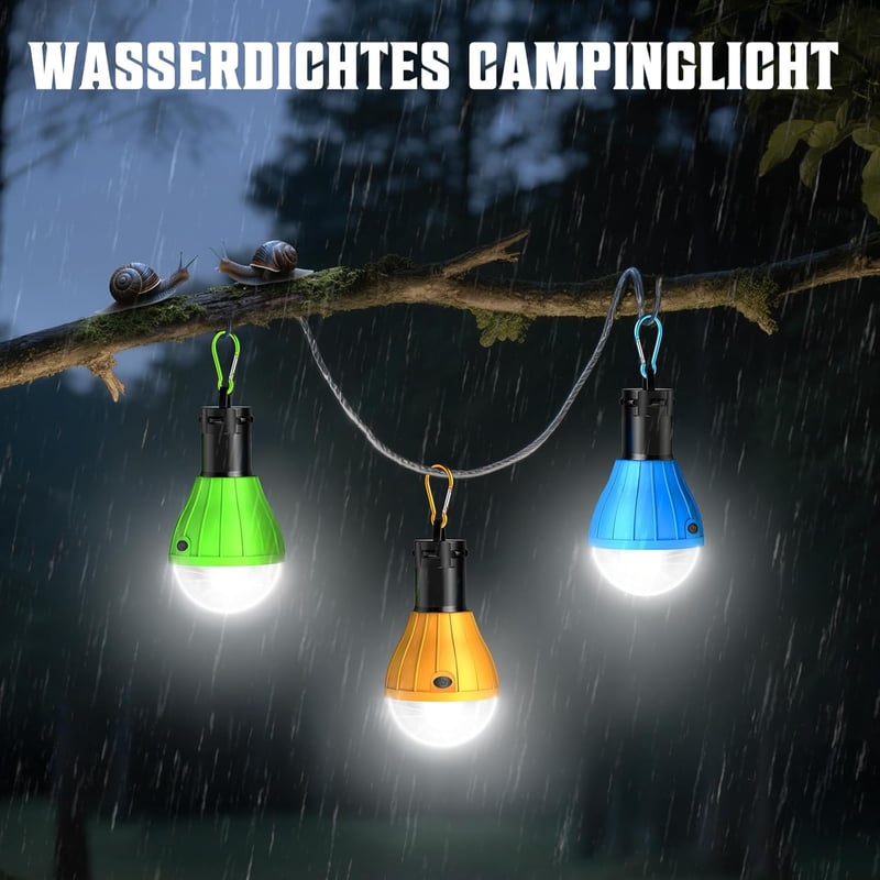 Winzwon Kempinglámpa - Többszínű, Vízlepergető, 150 Lumen, 9 LED, Akasztható, Fényerőszabályozós, AAA Elemmel Működő