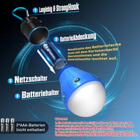 Winzwon Kempinglámpa - Többszínű, Vízlepergető, 150 Lumen, 9 LED, Akasztható, Fényerőszabályozós, AAA Elemmel Működő 2