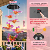 Winzwon Pillangó Szolár Szélcsengő Kültéri Kerti Lámpa Teraszra Balkonra - Butterfly 6