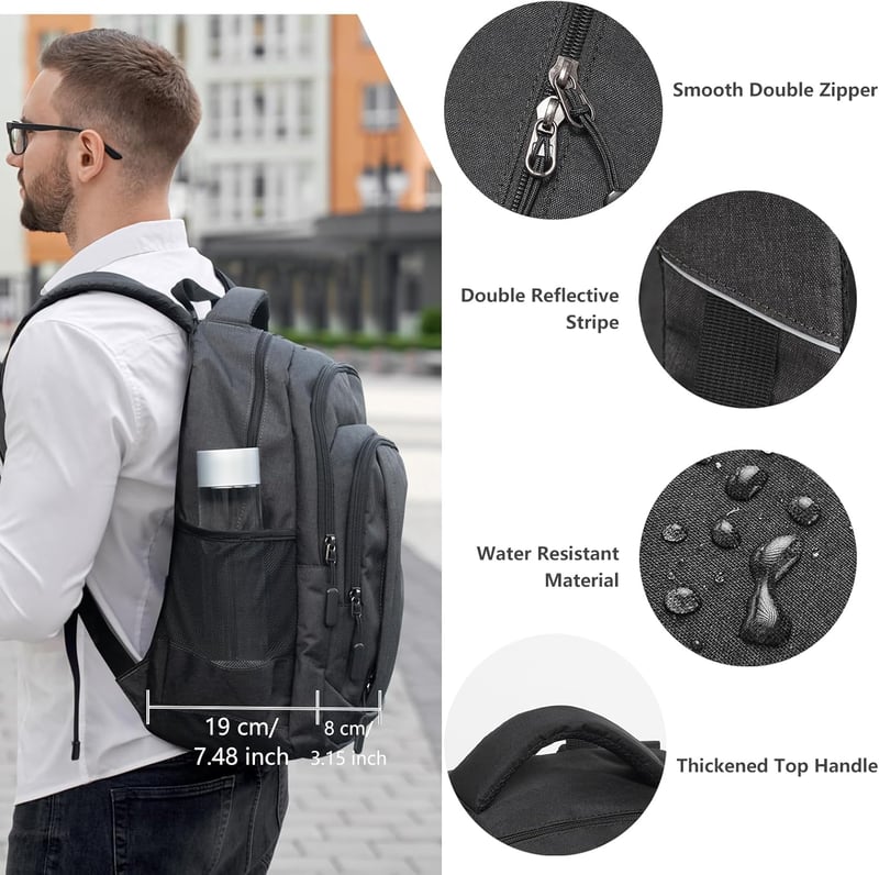 WIRABO 17.3 Colos Laptop Hátizsák Vízálló Iskolai Nagyméretű Backpack