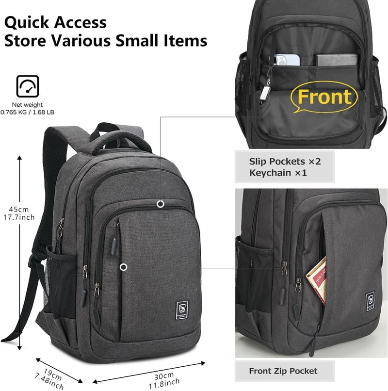 WIRABO 17.3 Colos Laptop Hátizsák Vízálló Iskolai Nagyméretű Backpack