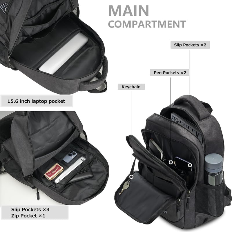 WIRABO 17.3 Colos Laptop Hátizsák Vízálló Iskolai Nagyméretű Backpack
