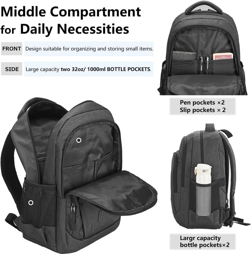WIRABO 17.3 Colos Laptop Hátizsák Vízálló Iskolai Nagyméretű Backpack