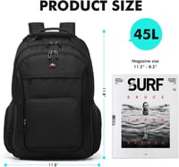 WIRABO 17,3" Laptop Gurulós Hátizsák 40L Utazótáska Fekete Iskolai Munka Üzleti - Black 4