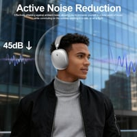 Vezeték nélküli zajszűrős fejhallgató mikrofonnal, 80 órás akkumulátorral, Bluetooth 5.4, érintésvezérlés, utazáshoz és irodai munkához, ezüst 5