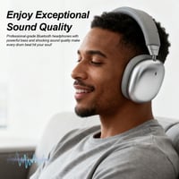 Vezeték nélküli zajszűrős fejhallgató mikrofonnal, 80 órás akkumulátorral, Bluetooth 5.4, érintésvezérlés, utazáshoz és irodai munkához, ezüst 4