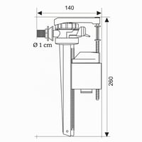 Bočný plavákový ventil pre WC nádržku Wirquin Jollyfill 10723581, 3/8" mosadzná prípojka, sivý 4