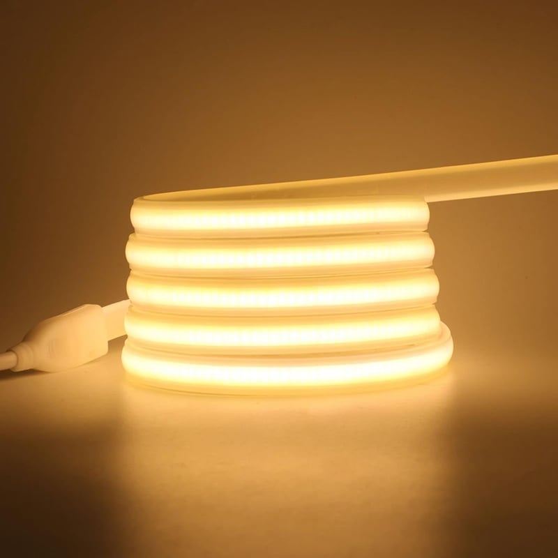 Wisada 220V LED szalag 3m, 288 LED/m, meleg fehér 3000K, IP65 vízálló, COB LED csík