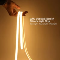 Wisada 220V LED szalag 3m, 288 LED/m, meleg fehér 3000K, IP65 vízálló, COB LED csík 2