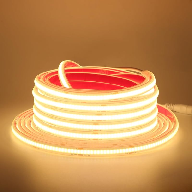 Bandă LED COB Wisada 24V, 15m, 320 LED/m, alb cald, impermeabilă IP68, dulap, acvariu