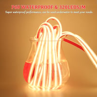 Bandă LED COB Wisada 24V, 15m, 320 LED/m, alb cald, impermeabilă IP68, dulap, acvariu 4
