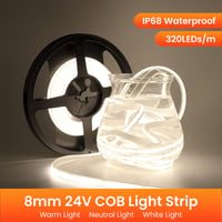 Wisada 24V COB LED szalag 4m 320LED/m természetes fehér vízálló IP68 szekrény háttérvilágítás 3