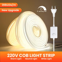 Wisada LED szalag COB 220V 288LED/m vízálló dimmer neon dekoráció 15m 3