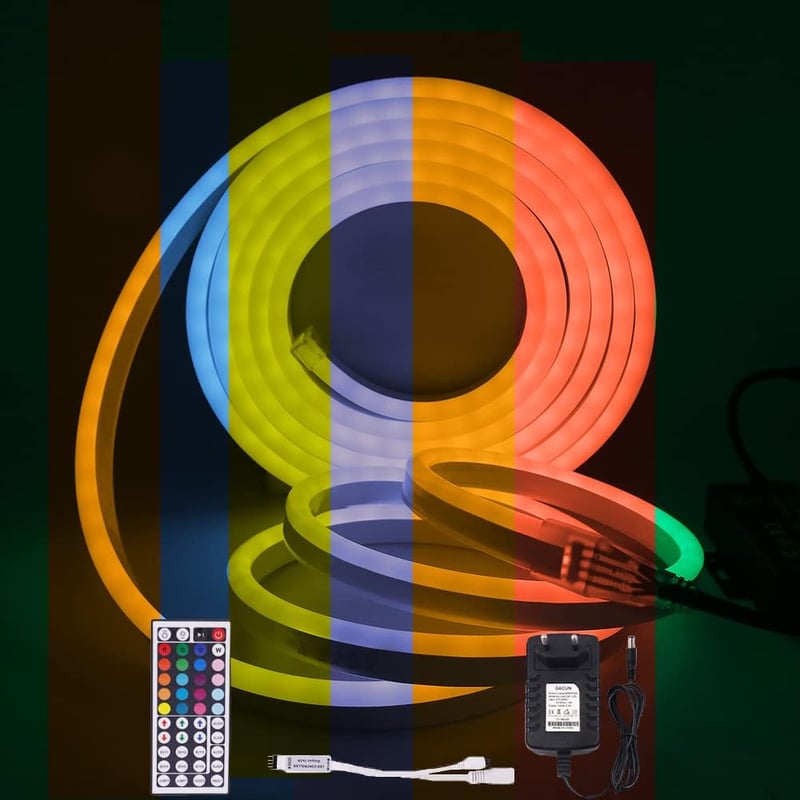 Wisada RGB Neon LED szalag 4m, 12V, színváltó fényszalag távirányítóval