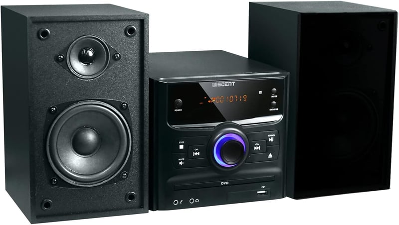 WISCENT 30W Hi-Fi Rendszer Bluetooth-szal - CD/DVD Lejátszó, FM Rádió, USB, AUX Bemenet, Kompakt Sztereó Hangrendszer Távirányítóval

AI: I'