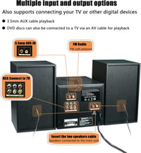 WISCENT 30W Hi-Fi Rendszer Bluetooth-szal - CD/DVD Lejátszó, FM Rádió, USB, AUX Bemenet, Kompakt Sztereó Hangrendszer Távirányítóval

AI: I' 6