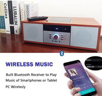 WISCENT Nosztalgikus Bluetooth HiFi Rendszer CD Lejátszóval, 30W Fa Hangszórókkal, FM Rádióval, USB Porttal és AUX Bemenettel, Barna 4