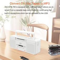 Player de casete retro WISCENT WTB-795 cu USB/Bluetooth/radio AM/FM și microfon 3