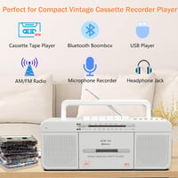 Player de casete retro WISCENT WTB-795 cu USB/Bluetooth/radio AM/FM și microfon 2
