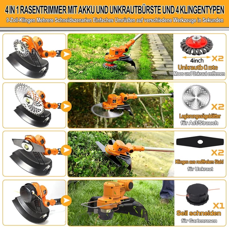 WISDOM LIFE 4az1-ben fűnyíró akkumulátoros 21V kefe nélküli kerti trimmer