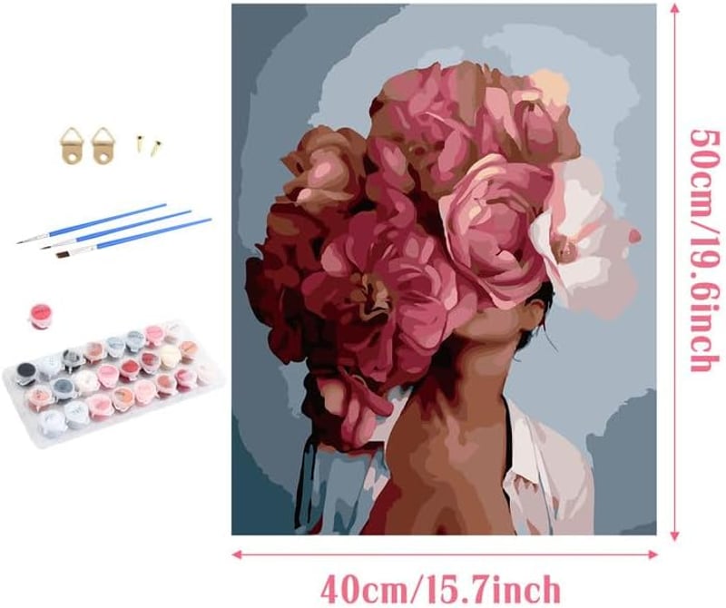 Wisebom Festés számok szerint 40x50cm Lány és Virág DIY olajfestés készlet